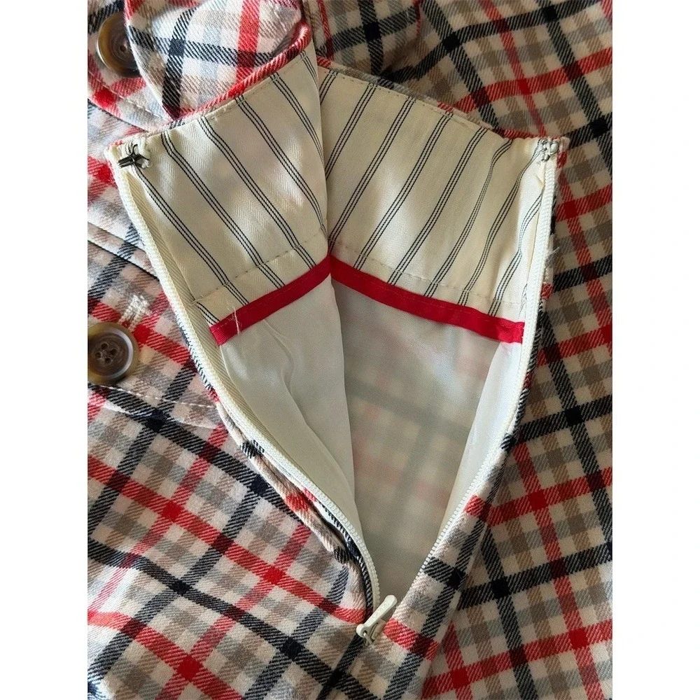 J. Crew Skirt Womens 6 Red Navy Cream Plaid Mini Preppy Workwear wool patriotic - Picture 8 of 9